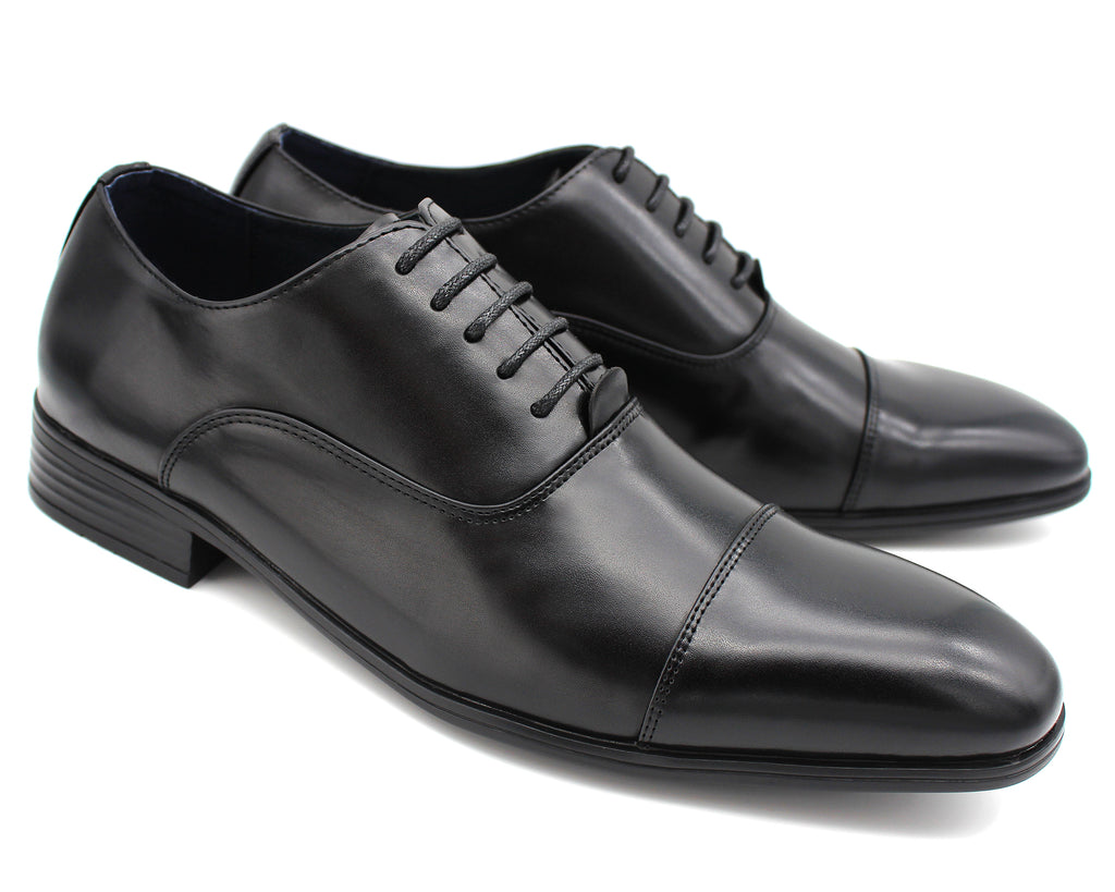 Smart Footwear Regan Black Leather-Look Oxford Shoes