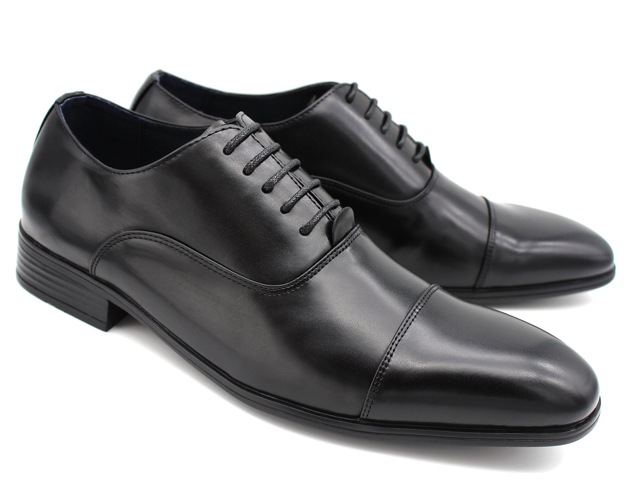 Smart Footwear Regan Black Leather-Look Oxford Shoes