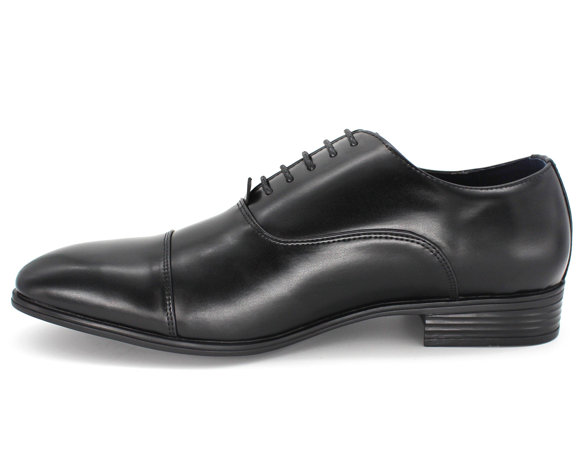 Smart Footwear Regan Black Leather-Look Oxford Shoes