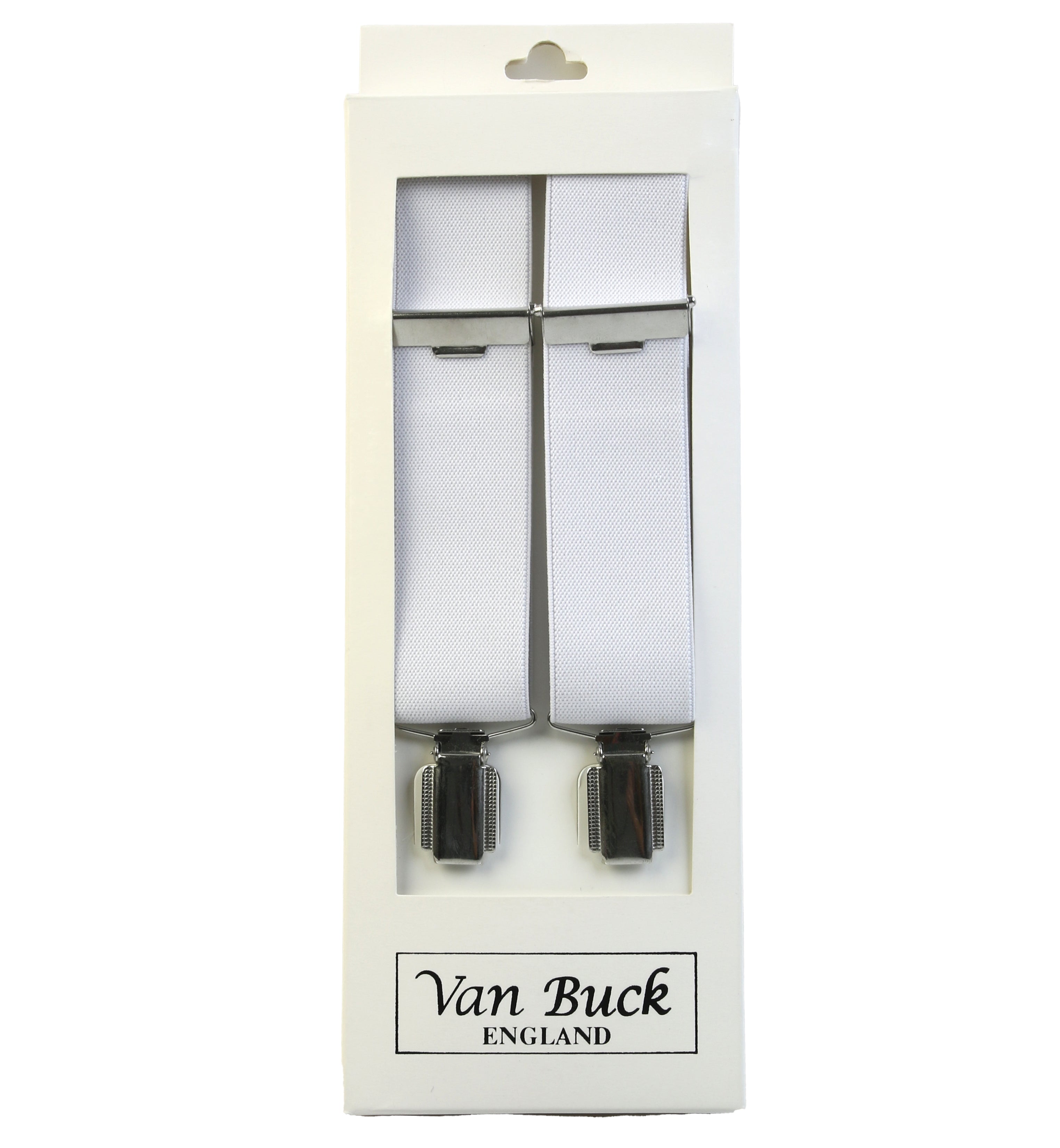 Van Buck White Y-Back Clip Braces with Metal Clips