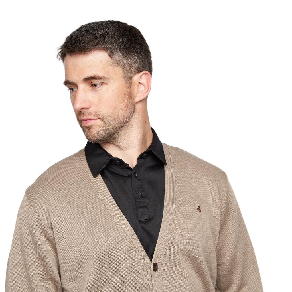 5 Button Wool Blend Cardigan - Stone