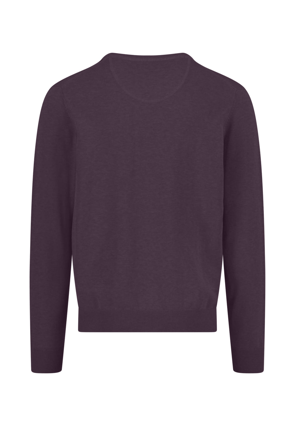 Premium Superfine Cotton V-Neck Jumper - Aubergine