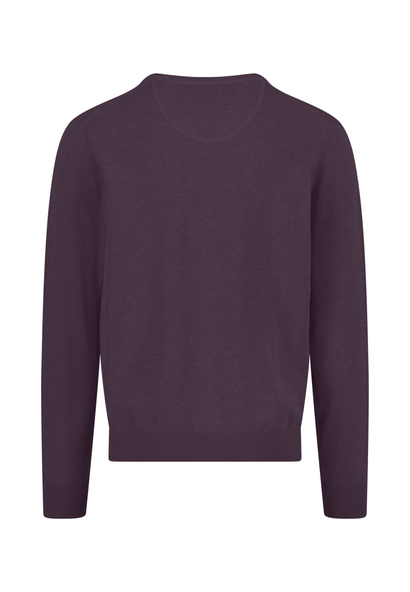 Premium Superfine Cotton V-Neck Jumper - Aubergine