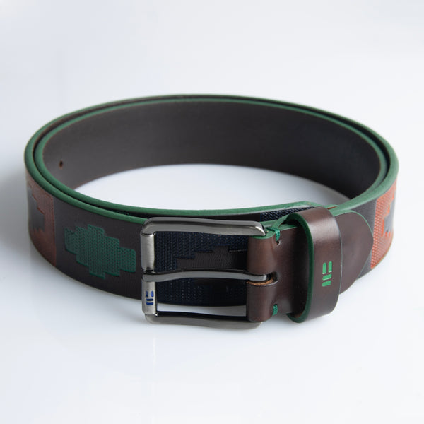 Aztec Green Leather Belt  -  Green