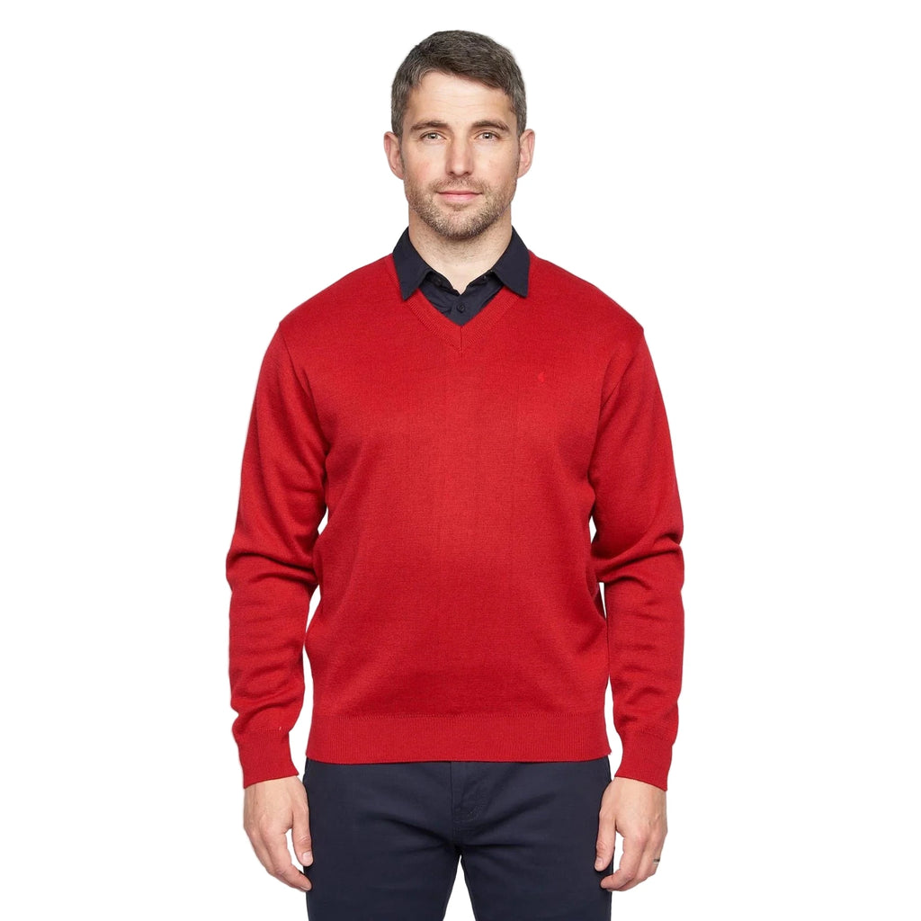 Gabicci V-Neck Jumper -Merino Wool Blend - Red