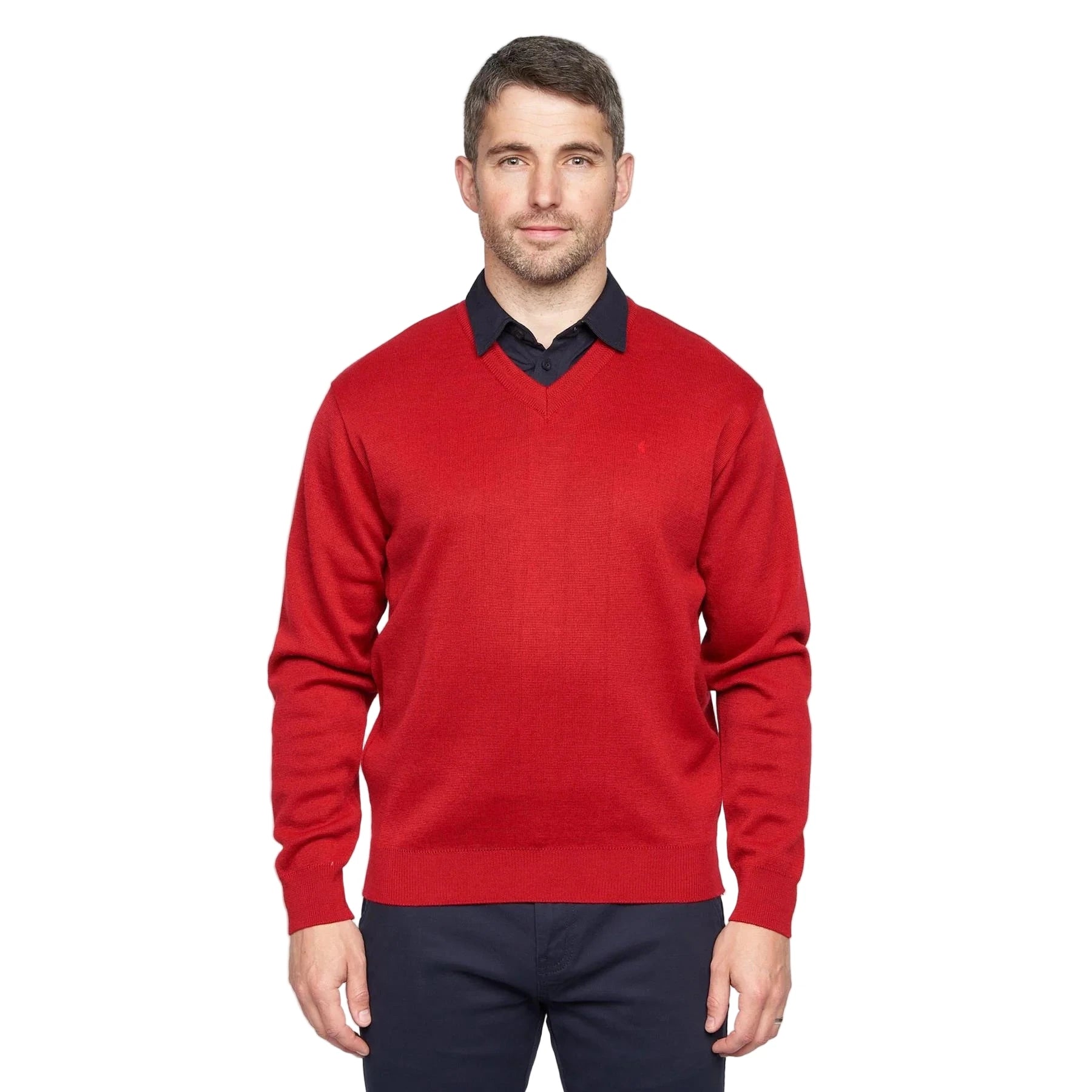 Gabicci V-Neck Jumper -Merino Wool Blend - Red