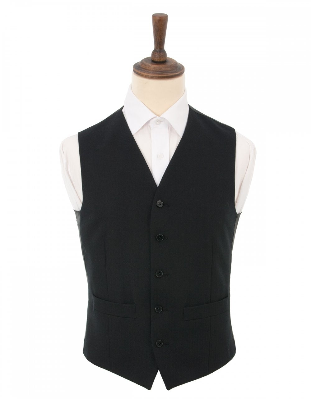 Black Herringbone Pure New Wool Waistcoat