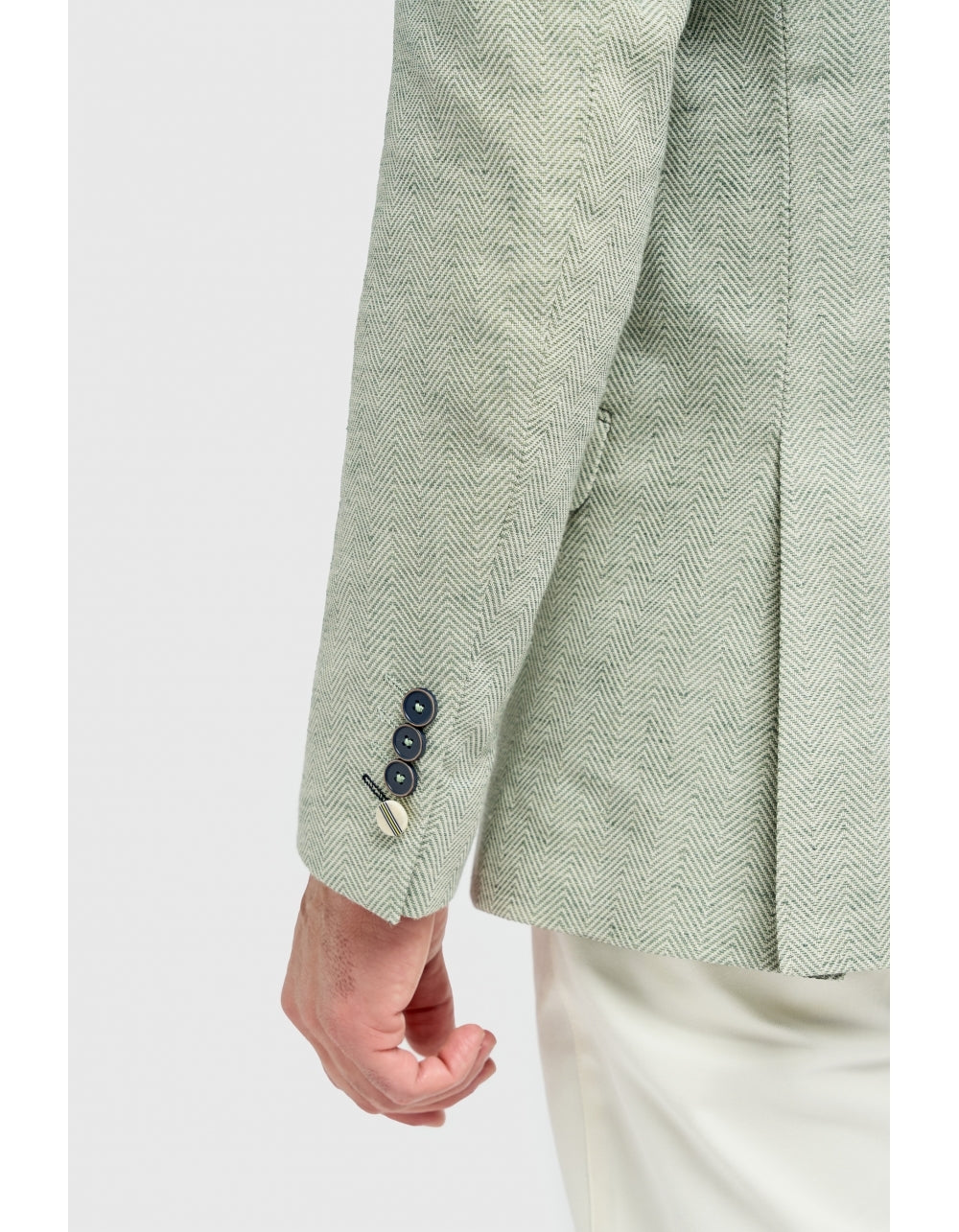 Bodina Herringbone Linen Blend Jacket - - Sage