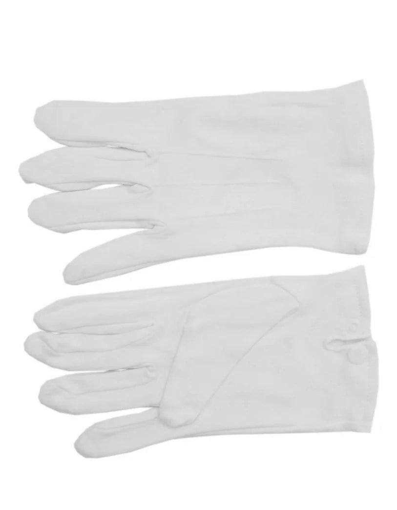 White Cotton Gloves with button fastening