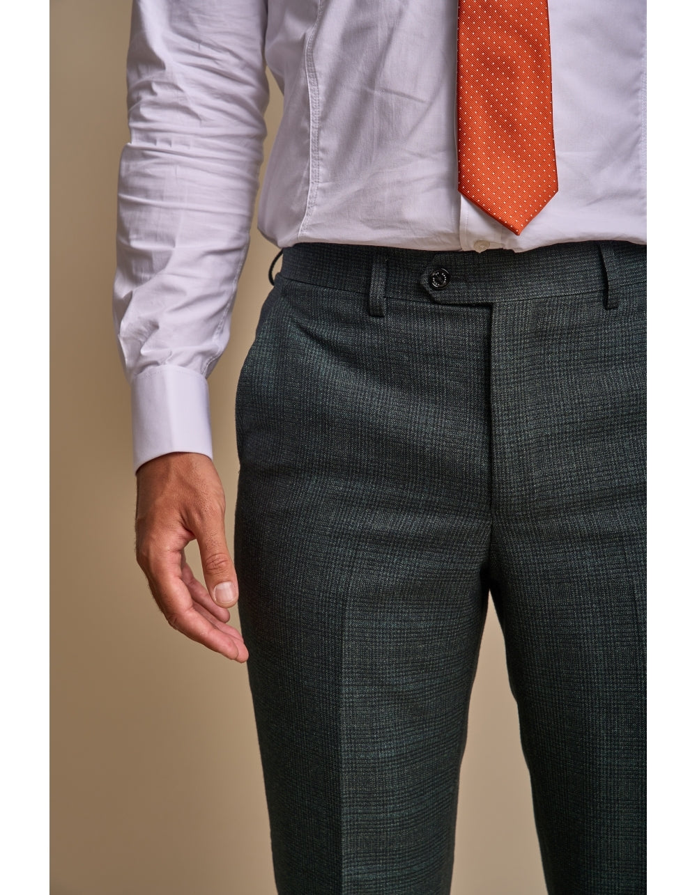 Caridi Check Trouser - Olive Green