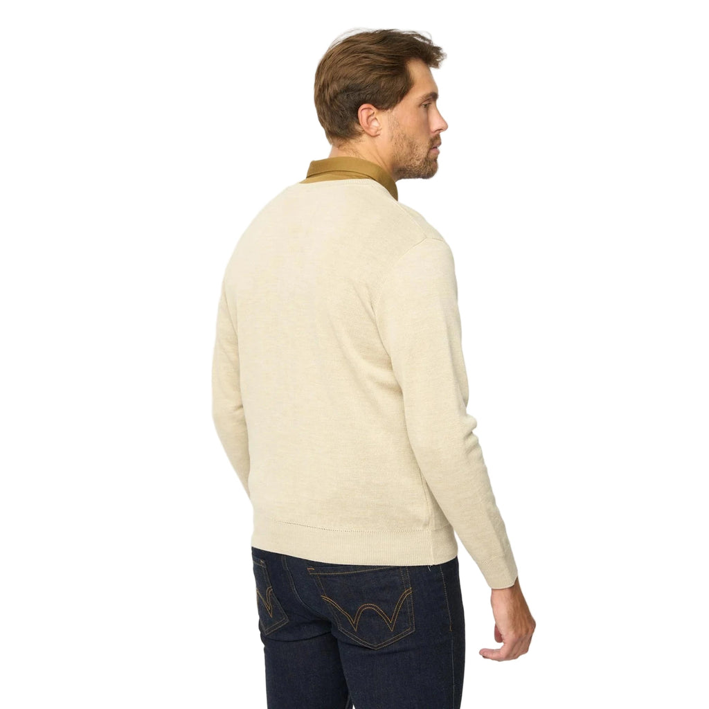 Gabicci V-Neck Jumper -Merino Wool Blend - Linen