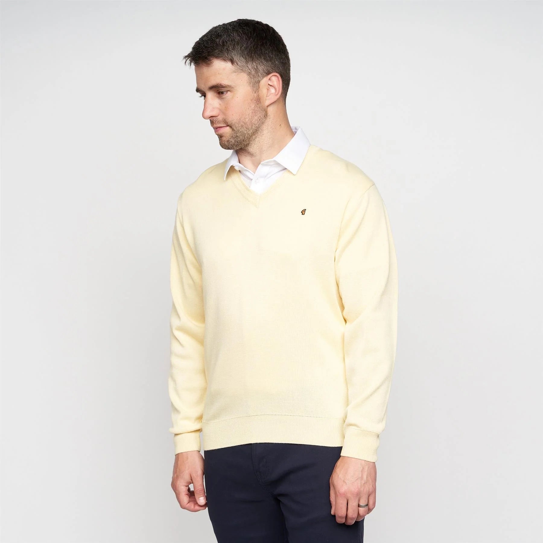 Gabicci V-Neck Jumper -Merino Wool Blend - Corn