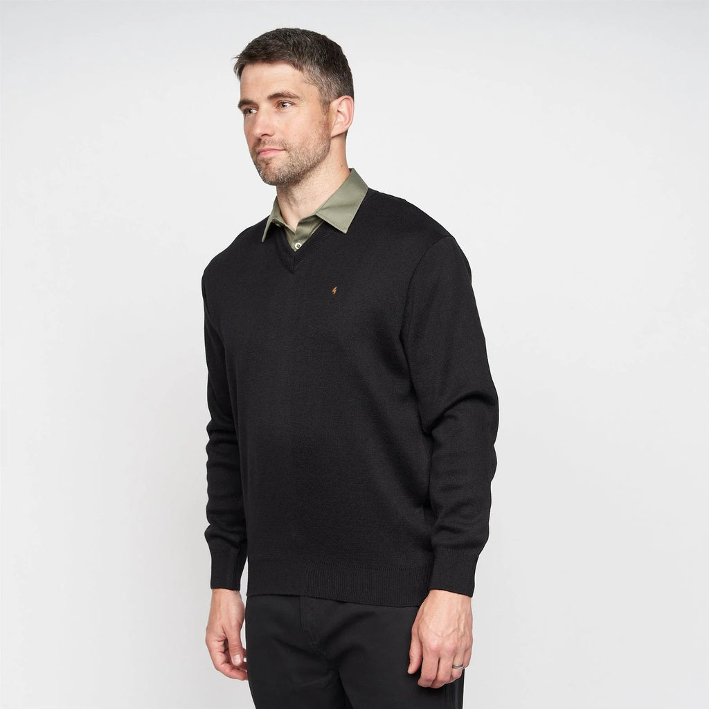 Gabicci V-Neck Jumper -Merino Wool Blend - Black