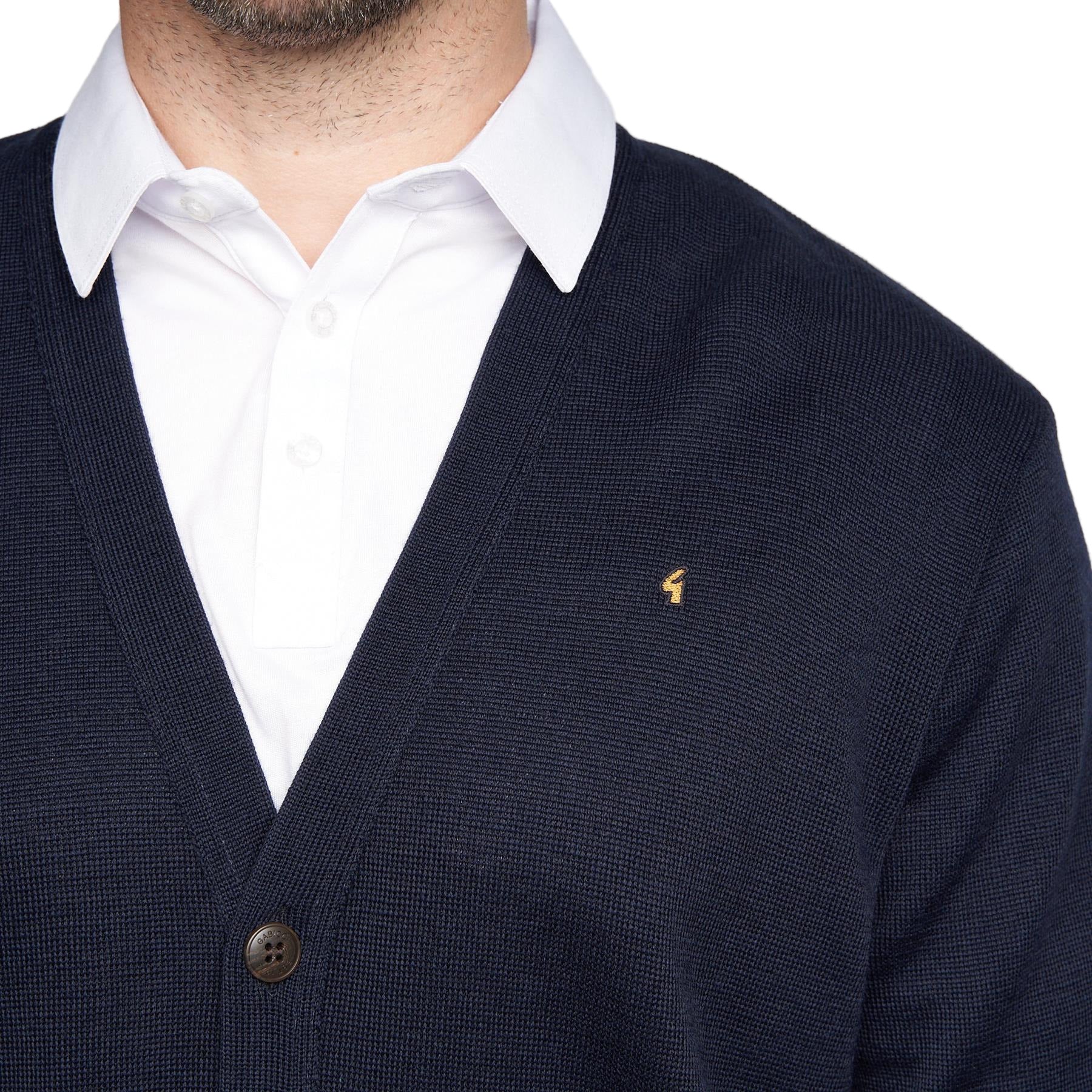 5 Button Wool Blend Cardigan - Navy