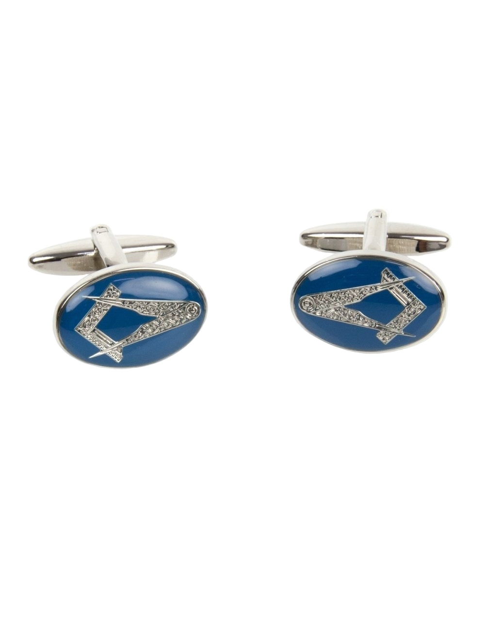 Masonic Oval Blue Enamel Cufflinks