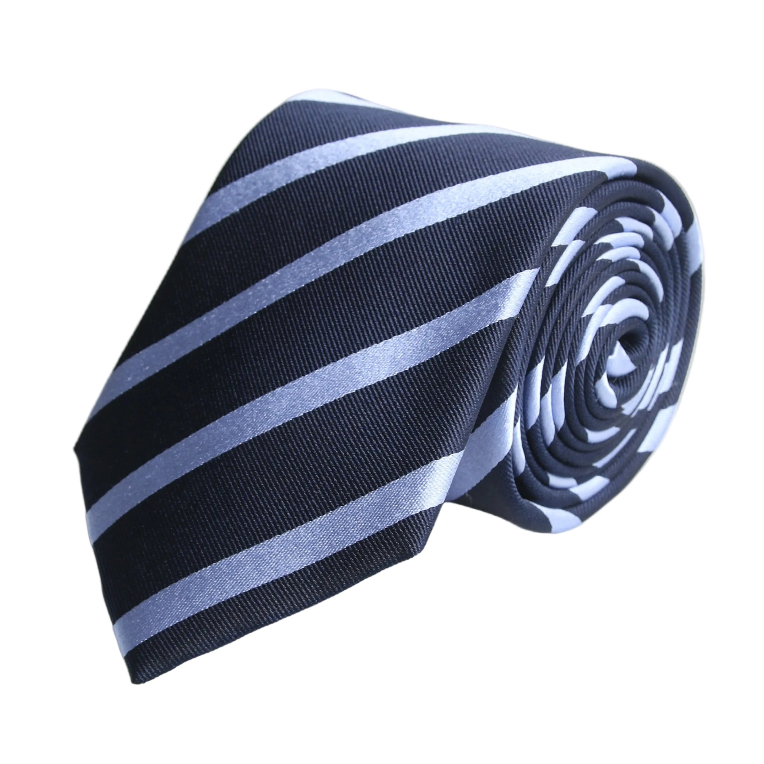 Van Buck Navy & Sky Blue Silk Stripe Tie | Made in England