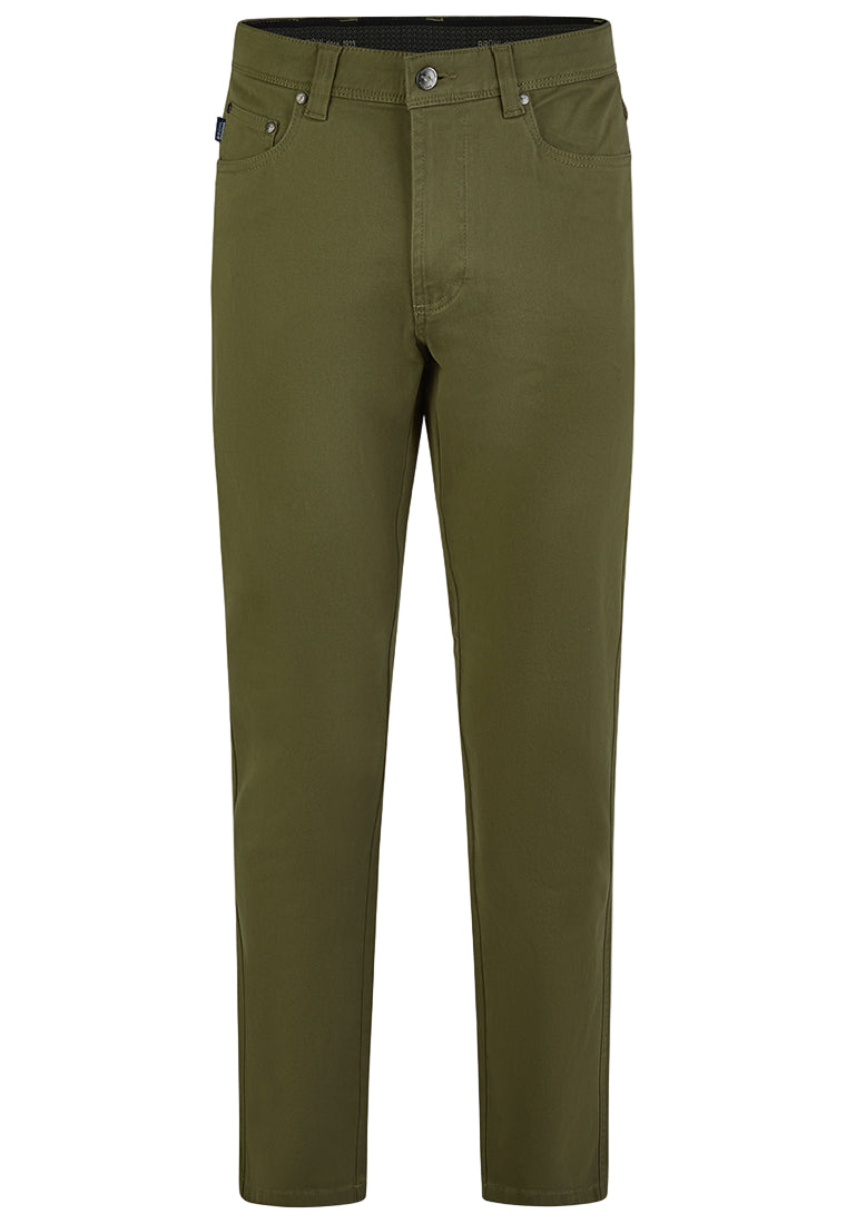 York Cotton High Stretch Chino - Olive Green