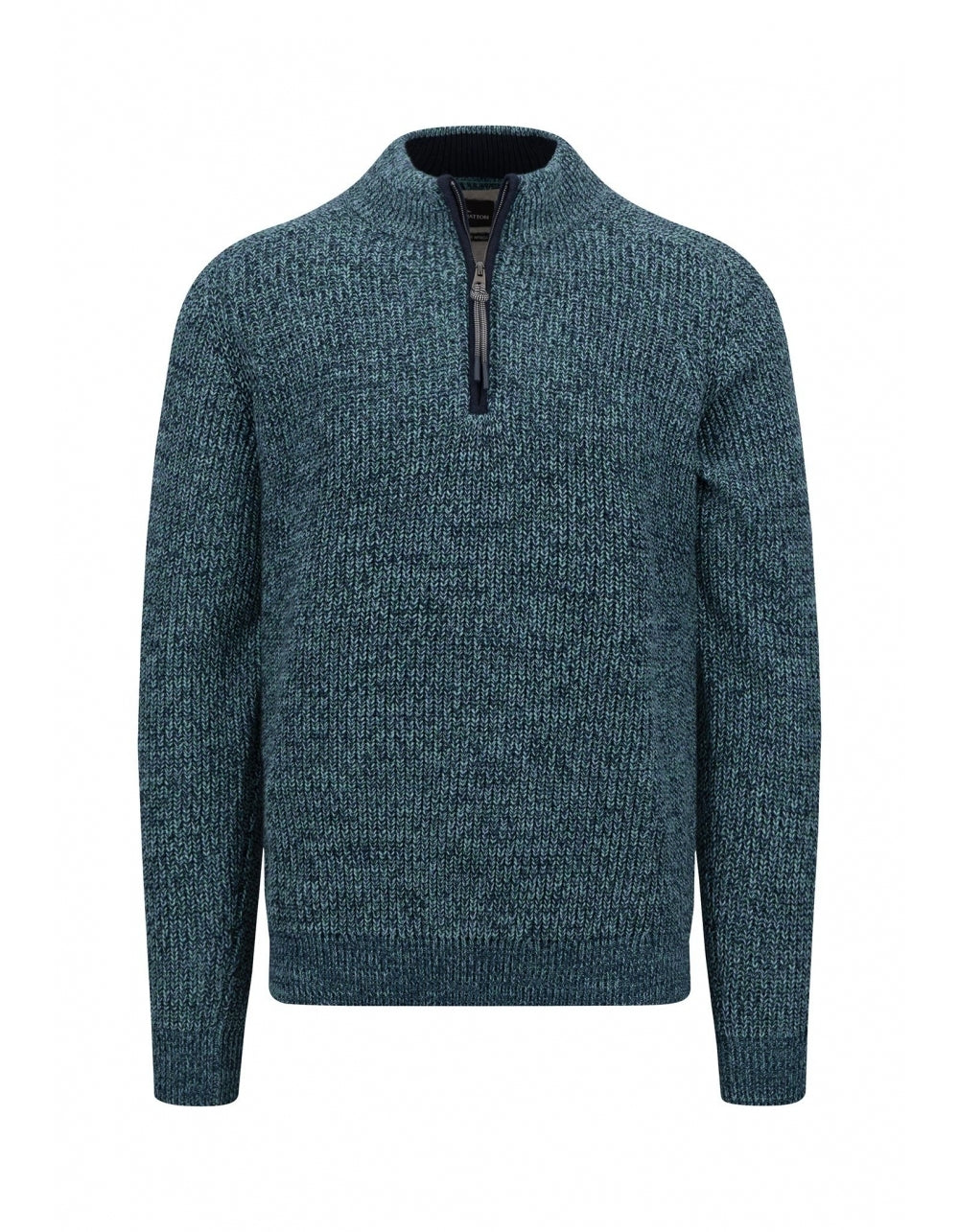 Quarter Zip Mouliné Jumper - Dark Teal
