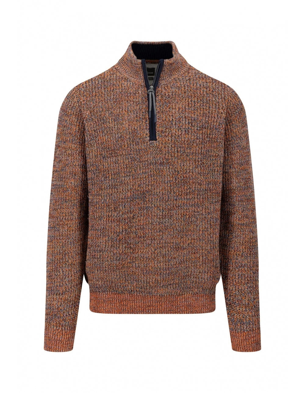 Fynch-Hatton - Quarter Zip Mouliné Jumper - Flame