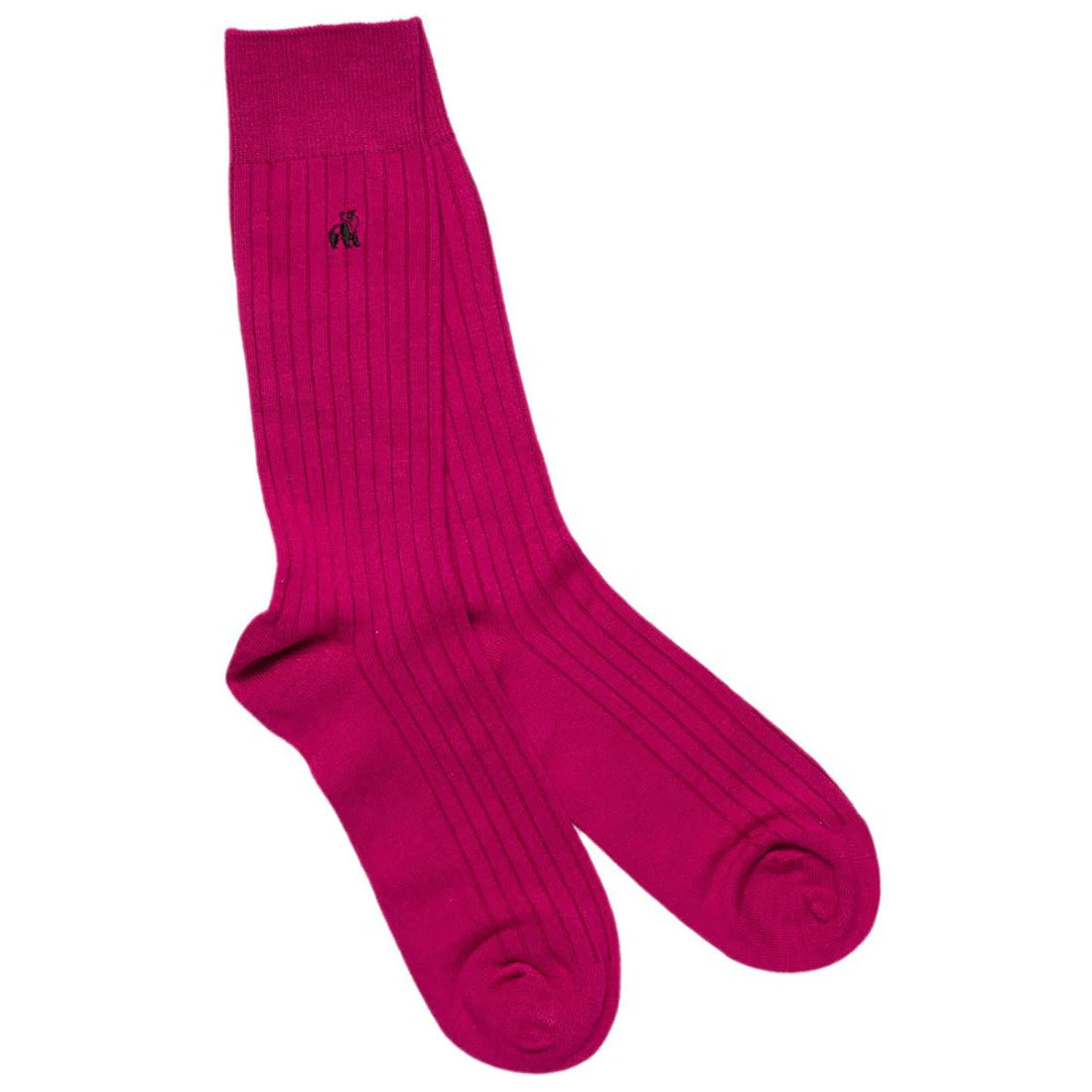 Plain Ribbed Bamboo Socks-Cerise