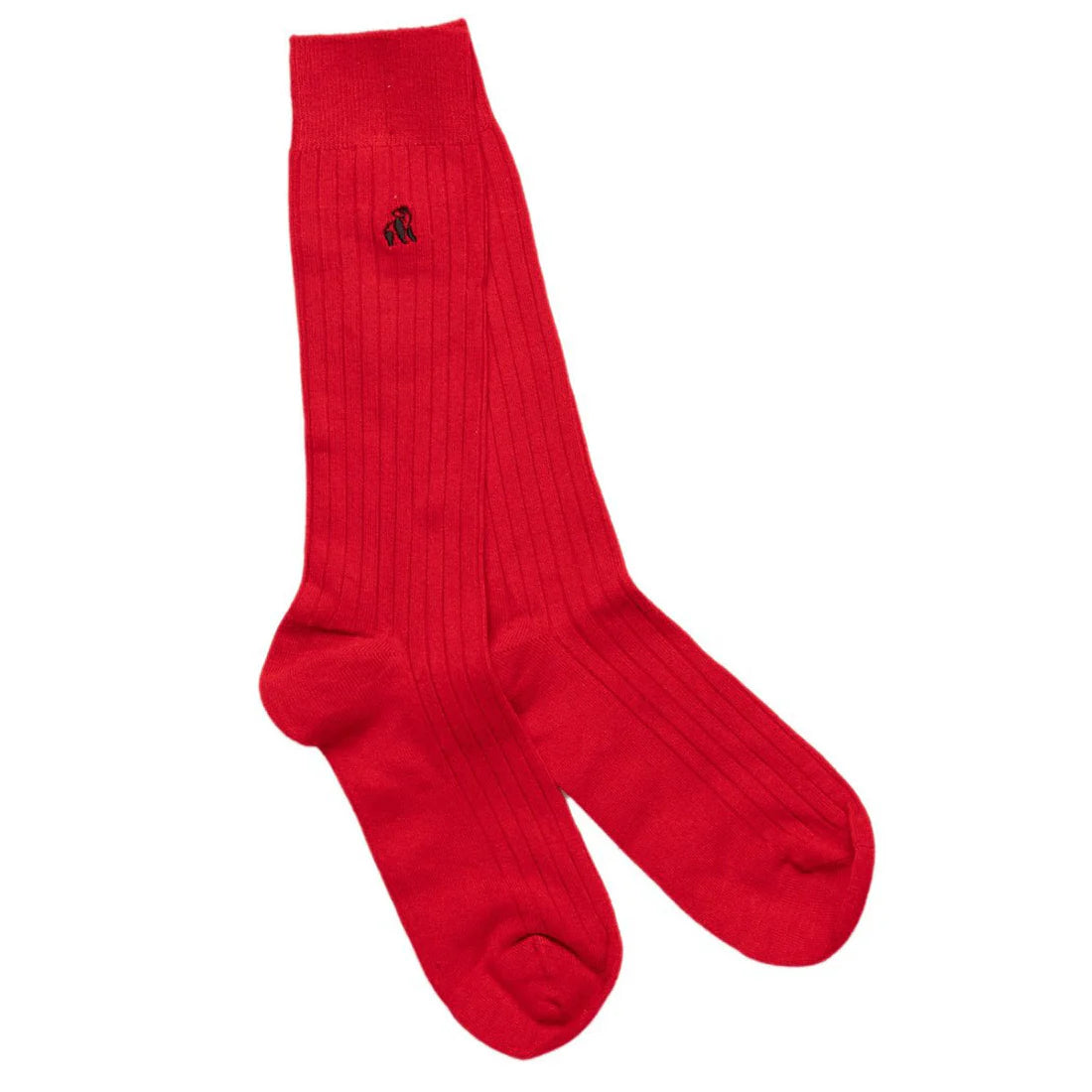 Plain Ribbed Bamboo Socks-Red