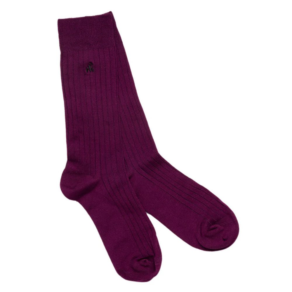 Plain Ribbed Bamboo Socks-Purple