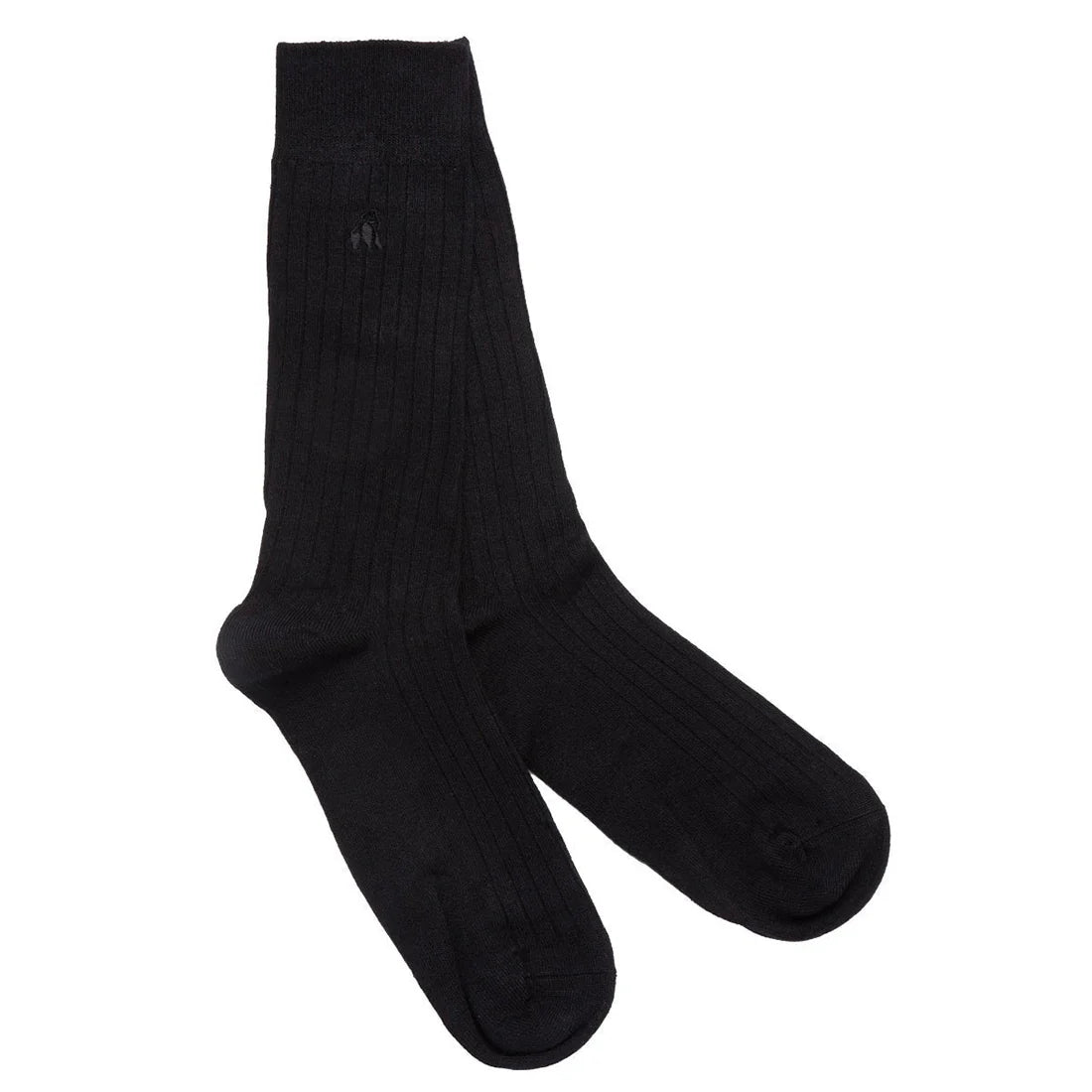 Plain Ribbed Bamboo Socks- Black
