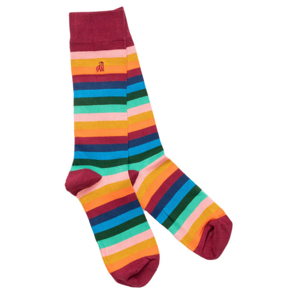 Multi Fine Stripe Bamboo Socks | Swole Panda