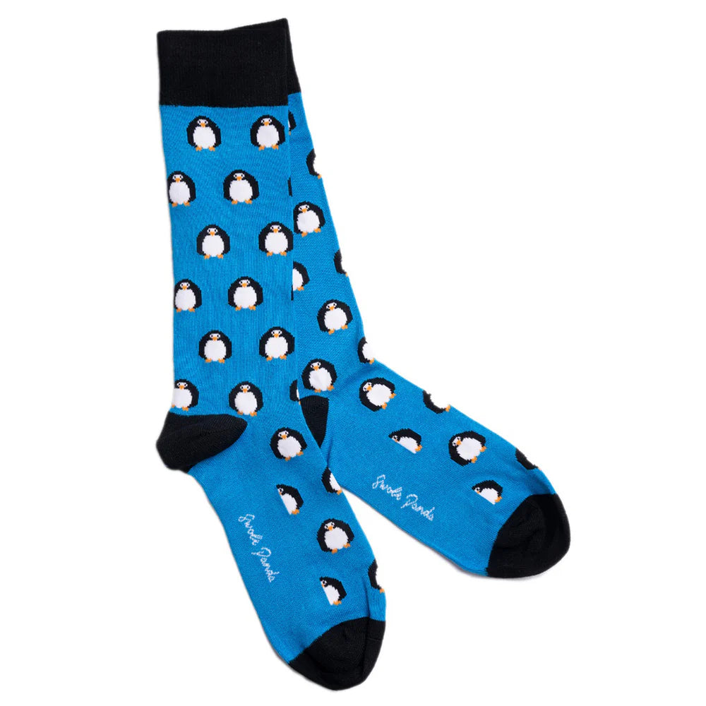 Penguins Bamboo Sock- Blue