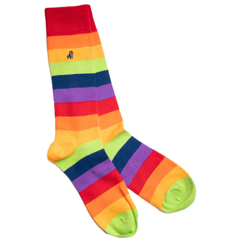 Pride Rainbow Stripe Bamboo Socks – Swole Panda