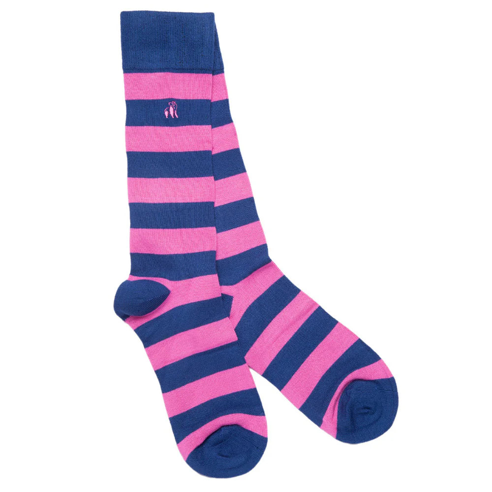Rich Pink Stripe Bamboo Socks | Swole Panda