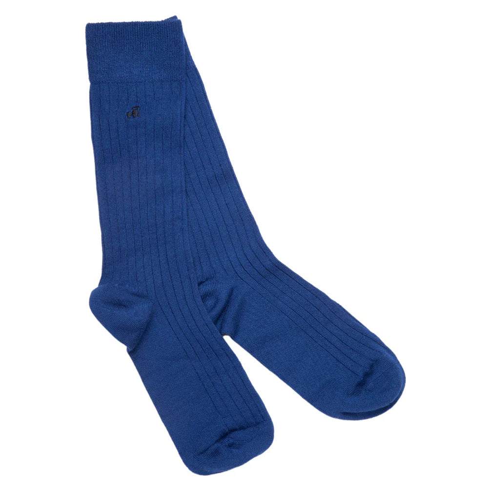 Plain Ribbed Bamboo Socks-Royal Blue