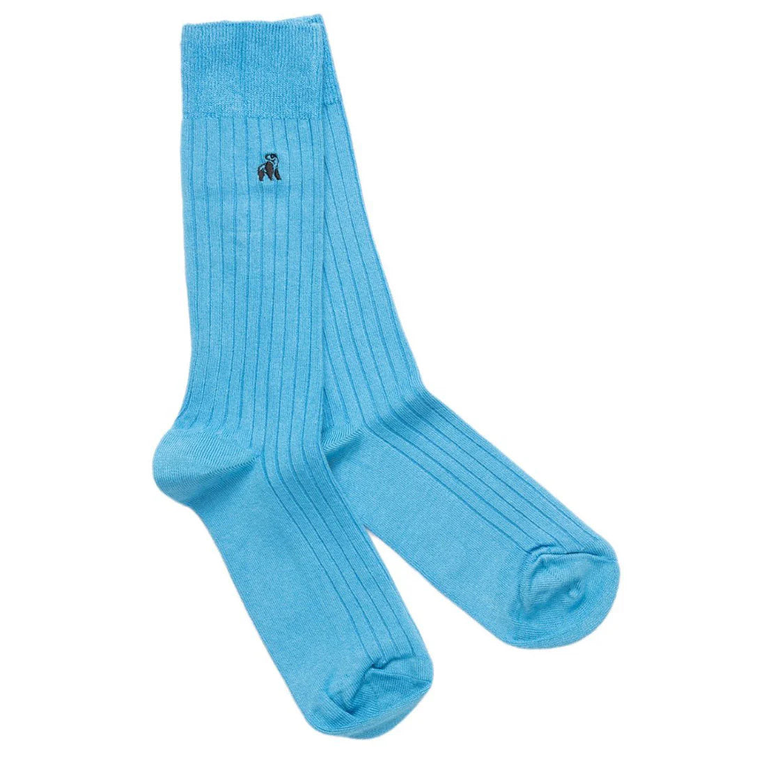 Plain Ribbed Bamboo Socks-Sky Blue