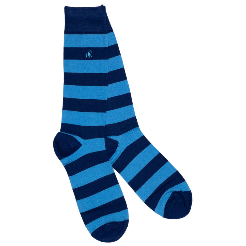 Sky Blue Stripe Bamboo Socks | Swole Panda