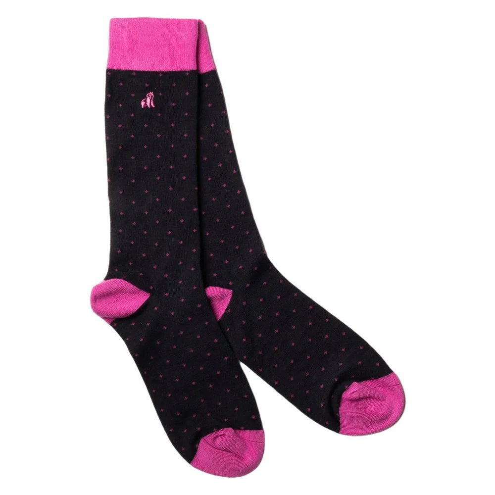 Navy Pink Spot Bamboo Socks | Swole Panda
