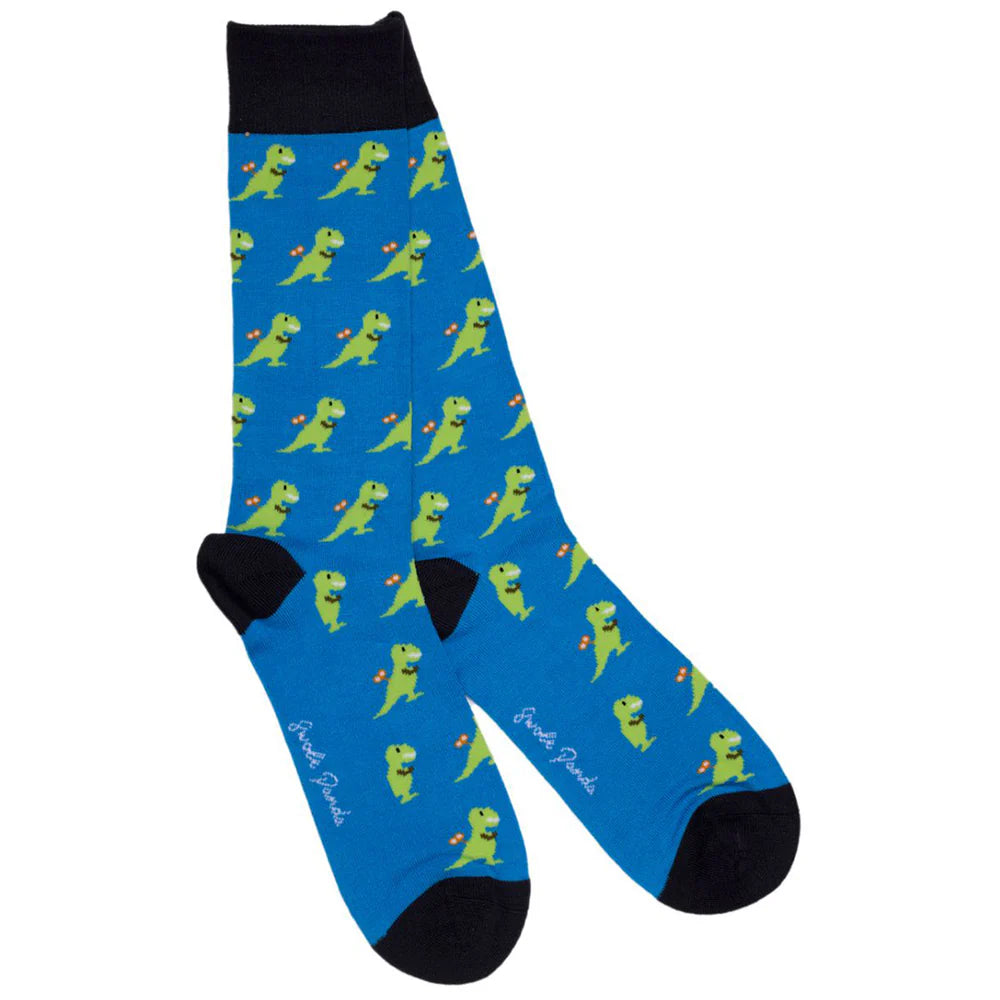 Swole Panda T-Rex Bamboo Socks – Blue
