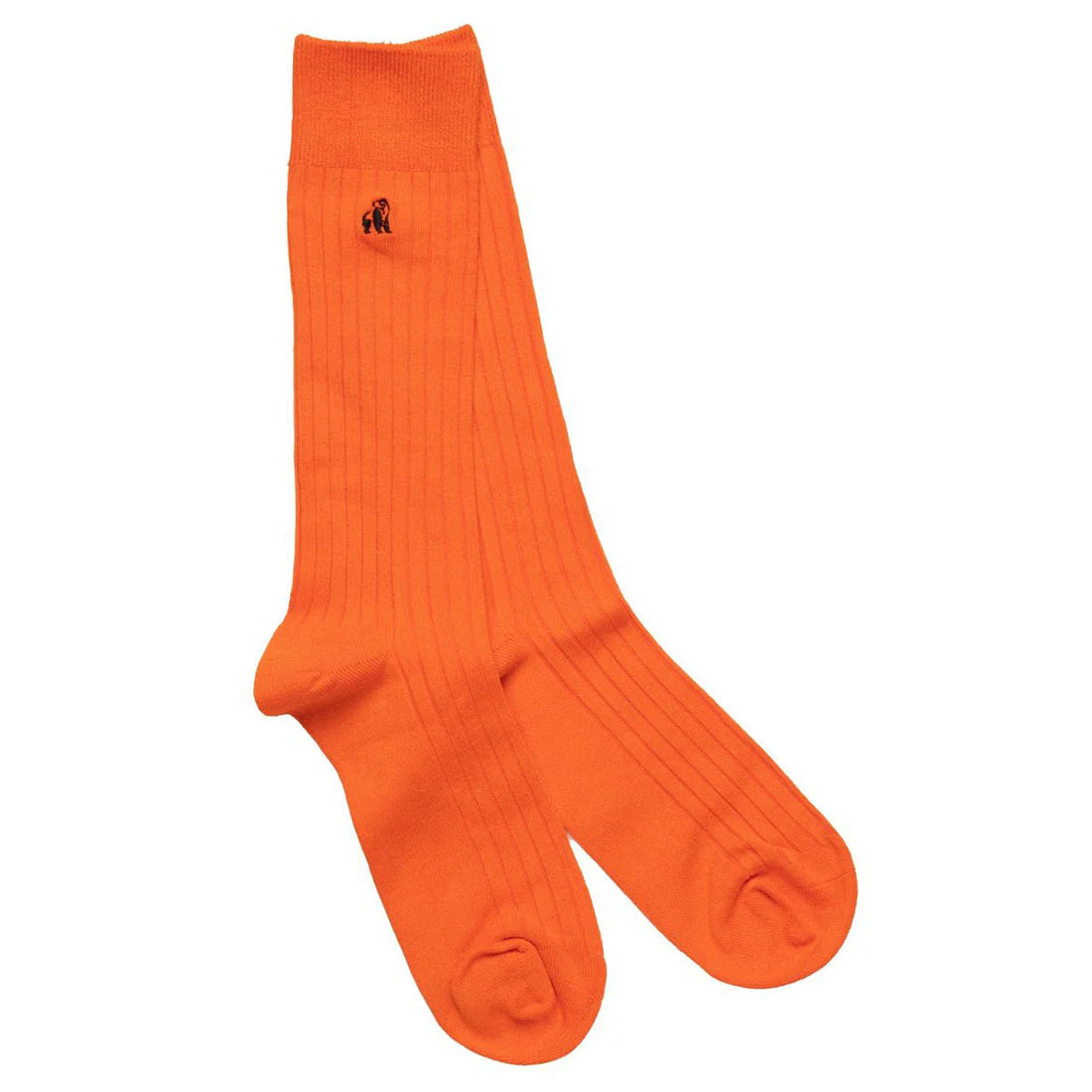 Plain Ribbed Bamboo Socks- Tangerine