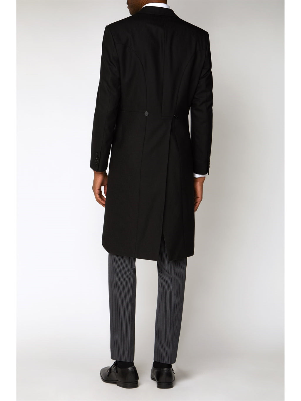 Black Herringbone Pure New Wool Tailcoat