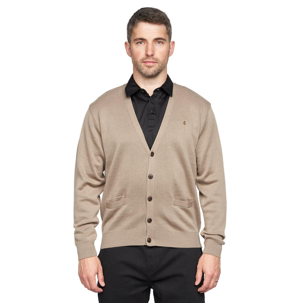 5 Button Wool Blend Cardigan - Stone