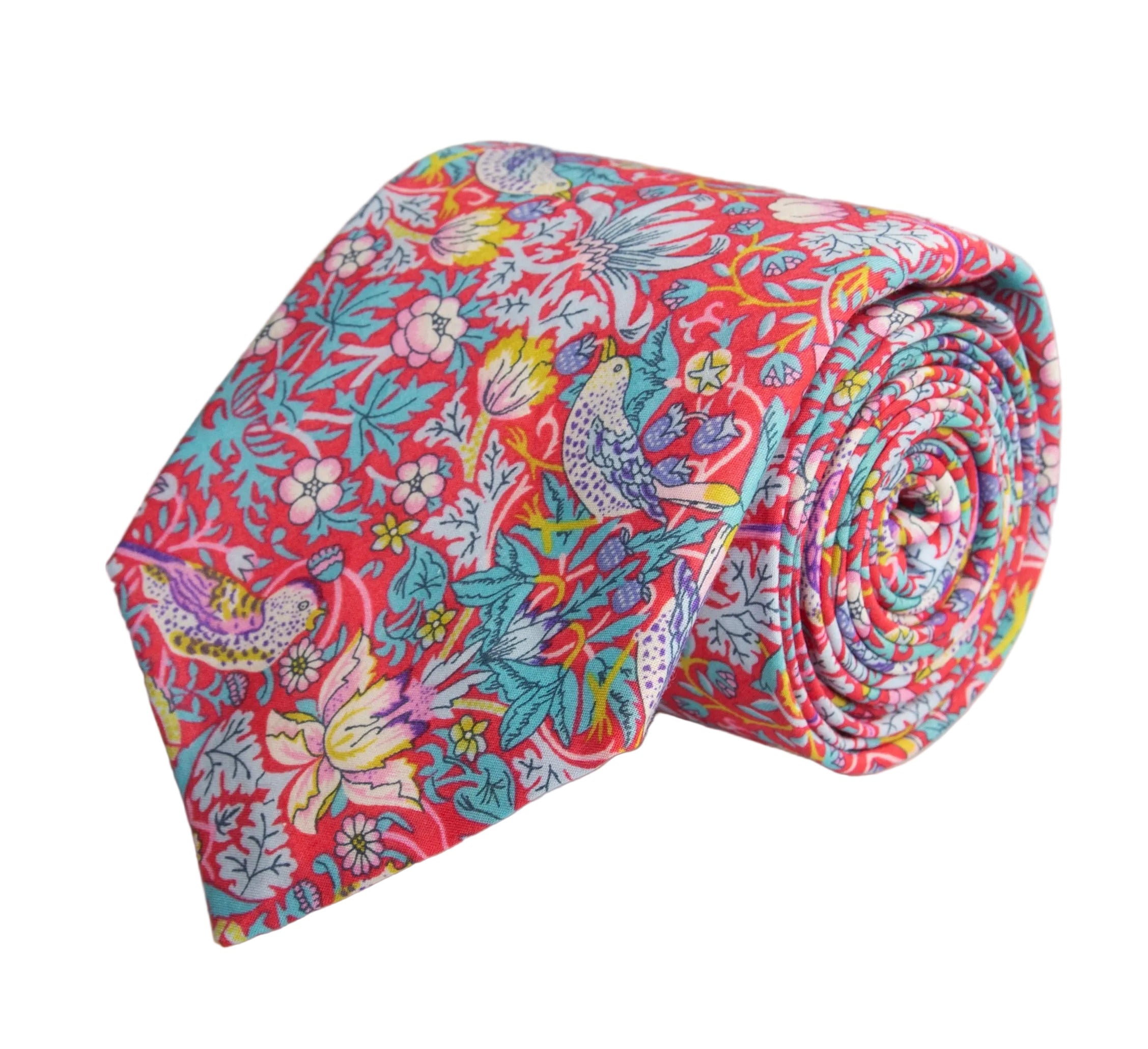 Liberty Print Strawberry Thief Red Tie by Van Buck | Made in England