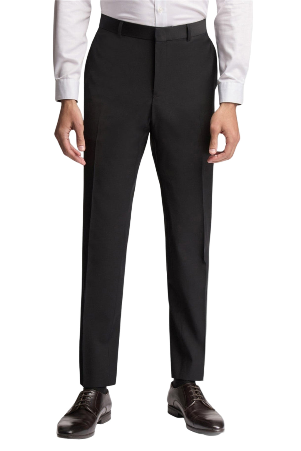 Slim Fit Plain Panama Suit Trouser - Black