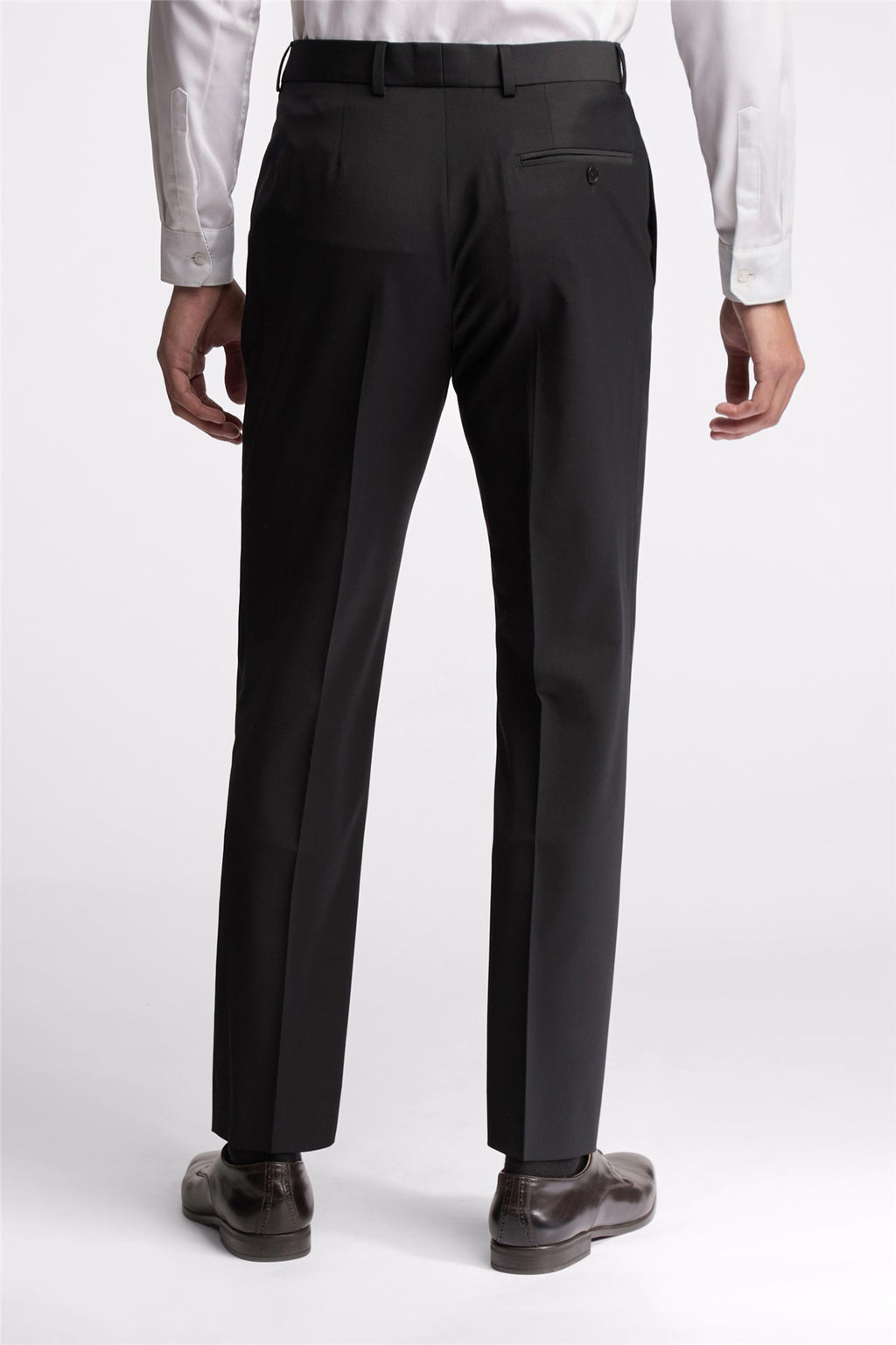 Slim Fit Plain Panama Suit Trouser - Black