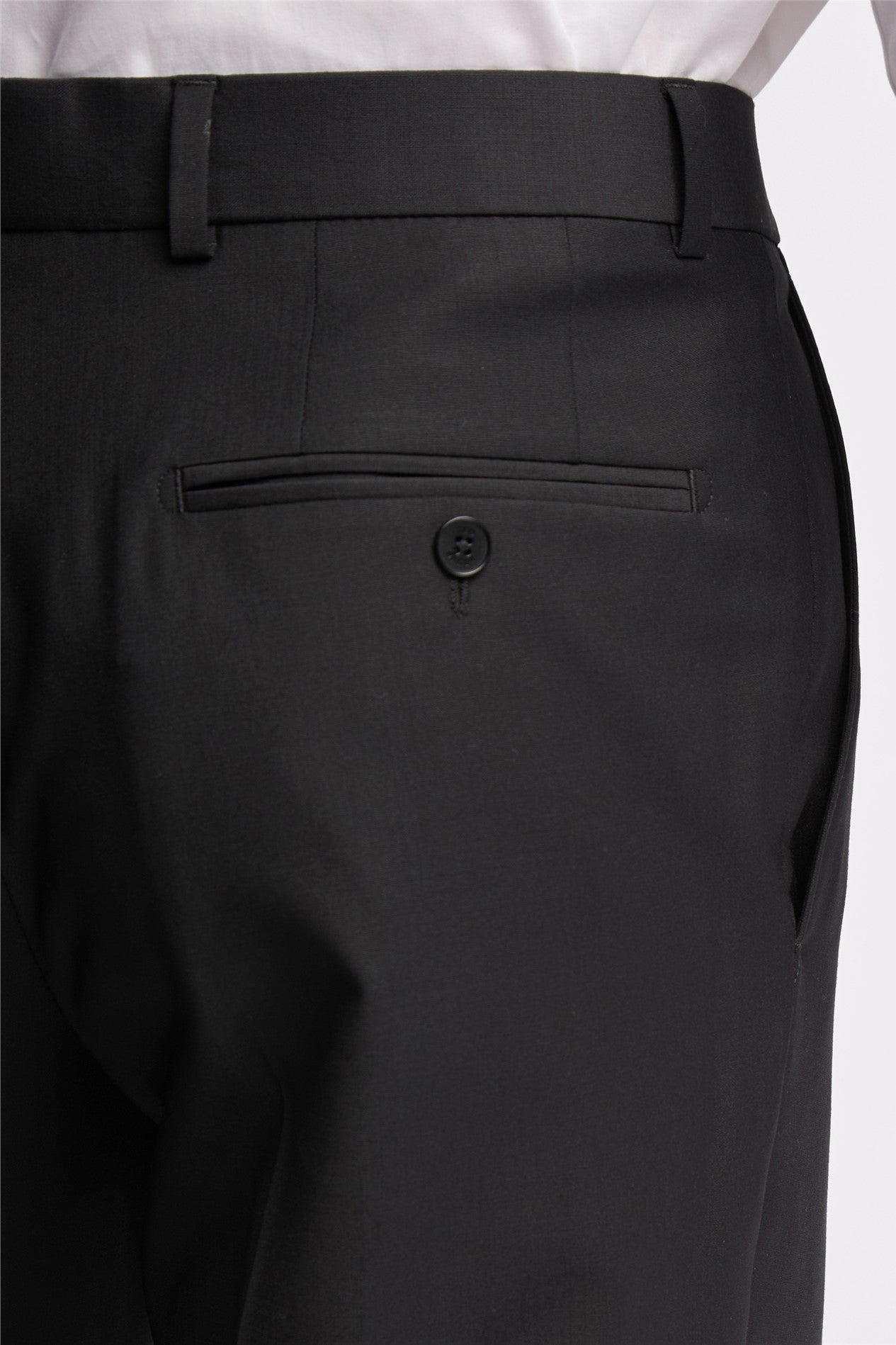 Slim Fit Plain Panama Suit Trouser - Black